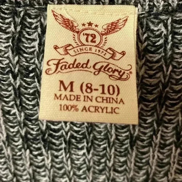 Faded Glory Medium V-Neck Sweater Black & White - Picture 3 of 7